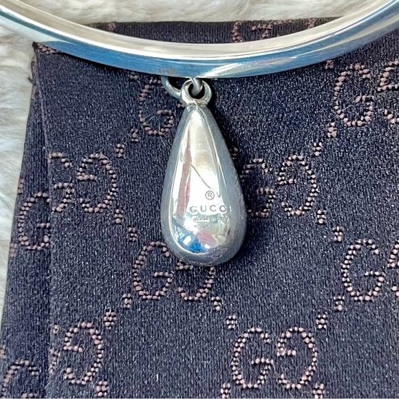 Gucci Sterling Silver Teardrop Bangle Bracelet Full Inclusion - Picture 13 of 13